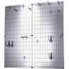 imageWall Control Kitchen Pegboard Organizer Pots and Pans Storage Rack Organization Kit with White Pegboard and White AccessoriesGalvanizedBlue