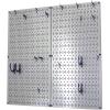 imageWall Control Kitchen Pegboard Organizer Pots and Pans Storage Rack Organization Kit with White Pegboard and White AccessoriesGrey Pegboard Black Accessories