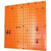 imageWall Control Kitchen Pegboard Organizer Pots and Pans Storage Rack Organization Kit with White Pegboard and White AccessoriesOrange Pegboard Blue Accessories