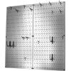 imageWall Control Kitchen Pegboard Organizer Pots and Pans Storage Rack Organization Kit with White Pegboard and White AccessoriesSilver Metallic