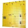imageWall Control Kitchen Pegboard Organizer Pots and Pans Storage Rack Organization Kit with White Pegboard and White AccessoriesYellow Pegboard Black Accessories