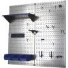 imageWall Control Metal Pegboard Utility Tool Storage Kit with Black Pegboard and Black AccessoriesMetallic Pegboard Blue Accessories