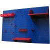 imageWall Control Pegboard Organizer 4 ft Metal Pegboard Standard Tool Storage Kit with Black Toolboard and Black AccessoriesBlue Pegboard with Red Accessories