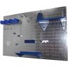imageWall Control Pegboard Organizer 4 ft Metal Pegboard Standard Tool Storage Kit with Black Toolboard and Black AccessoriesMetallic Pegboard with Blue Accessories