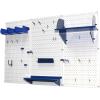 imageWall Control Pegboard Organizer 4 ft Metal Pegboard Standard Tool Storage Kit with Black Toolboard and Black AccessoriesWhite Pegboard Blue Accessories