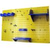 imageWall Control Pegboard Organizer 4 ft Metal Pegboard Standard Tool Storage Kit with Black Toolboard and Black AccessoriesYellow Pegboard Blue Accessories