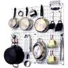 imageWall Control Kitchen Pegboard Organizer Pots and Pans Storage Rack Organization Kit with White Pegboard and White AccessoriesWhiteRed