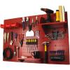 imageWall Control Pegboard Organizer 4 ft Metal Pegboard Standard Tool Storage Kit with Red Toolboard and Red Accessories