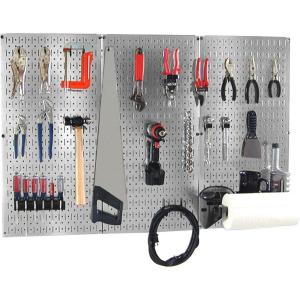 imageWall Control 30BAS300GVB 4Feet Metal Pegboard Basic Tool Organizer Kit with Galvanized Toolboard and Black Accessories Metallic