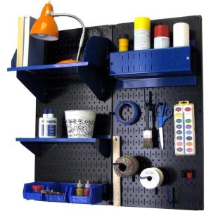 imageWall Control Craft ampamp Hobby Pegboard Organizer Storage Kit with Black Pegboard and Red AccessoriesBlack Pegboard Blue Accessories