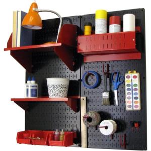 imageWall Control Craft ampamp Hobby Pegboard Organizer Storage Kit with Black Pegboard and Red AccessoriesBlack Pegboard Red Accessories