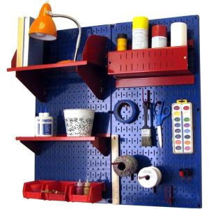 imageWall Control Craft ampamp Hobby Pegboard Organizer Storage Kit with Black Pegboard and Red AccessoriesBlue Pegboard Red Accessories