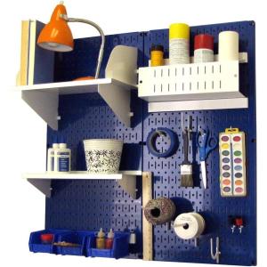 imageWall Control Craft ampamp Hobby Pegboard Organizer Storage Kit with Black Pegboard and Red AccessoriesBlue Pegboard White Accessories