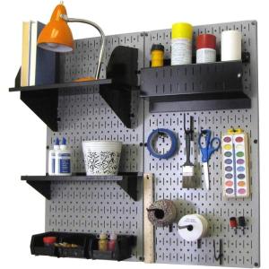 imageWall Control Craft ampamp Hobby Pegboard Organizer Storage Kit with Black Pegboard and Red AccessoriesGray Pegboard Black Accessories
