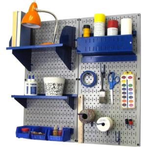 imageWall Control Craft ampamp Hobby Pegboard Organizer Storage Kit with Black Pegboard and Red AccessoriesGray Pegboard Blue Accessories