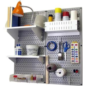 imageWall Control Craft ampamp Hobby Pegboard Organizer Storage Kit with Black Pegboard and Red AccessoriesGray Pegboard White Accessories