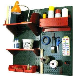imageWall Control Craft ampamp Hobby Pegboard Organizer Storage Kit with Black Pegboard and Red AccessoriesGreen Pegboard Red Accessories