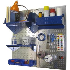 imageWall Control Craft ampamp Hobby Pegboard Organizer Storage Kit with Black Pegboard and Red AccessoriesMetallic Pegboard Blue Accessories