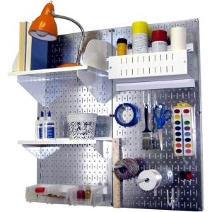 imageWall Control Craft ampamp Hobby Pegboard Organizer Storage Kit with Black Pegboard and Red AccessoriesMetallic Pegboard White Accessories