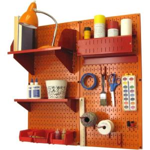 imageWall Control Craft ampamp Hobby Pegboard Organizer Storage Kit with Black Pegboard and Red AccessoriesOrange Pegboard Red Accessories