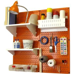 imageWall Control Craft ampamp Hobby Pegboard Organizer Storage Kit with Black Pegboard and Red AccessoriesOrange Pegboard White Accessories