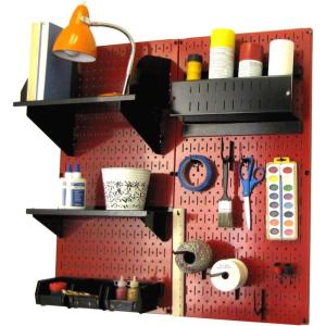 imageWall Control Craft ampamp Hobby Pegboard Organizer Storage Kit with Black Pegboard and Red AccessoriesRed Pegboard Black Accessories