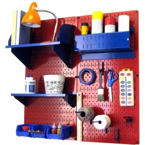 imageWall Control Craft ampamp Hobby Pegboard Organizer Storage Kit with Black Pegboard and Red AccessoriesRed Pegboard Blue Accessories