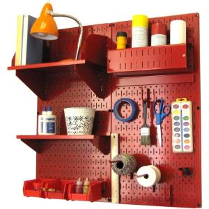 imageWall Control Craft ampamp Hobby Pegboard Organizer Storage Kit with Black Pegboard and Red AccessoriesRed Pegboard Red Accessories