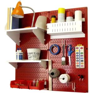 imageWall Control Craft ampamp Hobby Pegboard Organizer Storage Kit with Black Pegboard and Red AccessoriesRed Pegboard White Accessories