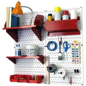 imageWall Control Craft ampamp Hobby Pegboard Organizer Storage Kit with Black Pegboard and Red AccessoriesWhite Pegboard Red Accessories