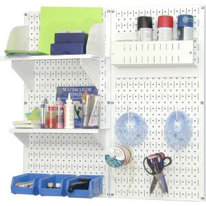 imageWall Control Craft ampamp Hobby Pegboard Organizer Storage Kit with Black Pegboard and Red AccessoriesWhite Pegboard White Accessories