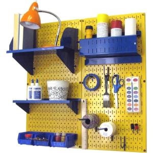 imageWall Control Craft ampamp Hobby Pegboard Organizer Storage Kit with Black Pegboard and Red AccessoriesYellow Pegboard Blue Accessories