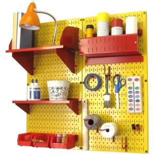 imageWall Control Craft ampamp Hobby Pegboard Organizer Storage Kit with Black Pegboard and Red AccessoriesYellow Pegboard Red Accessories