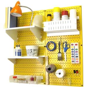 imageWall Control Craft ampamp Hobby Pegboard Organizer Storage Kit with Black Pegboard and Red AccessoriesYellow Pegboard White Accessories