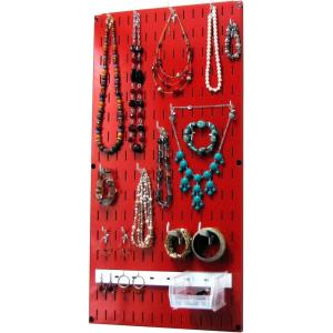 imageWall Control Jewelry Organizer Wall Hanging Jewelry Holder Kit Wall Mounted Necklace Organizer Kit in WhiteRed