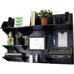imageWall Control Office Organizer Unit Wall Mounted Office Desk Storage and Organization Kit Slotted White Wallboards and Blue AccessoriesBlackBlack