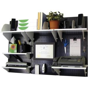 imageWall Control Office Organizer Unit Wall Mounted Office Desk Storage and Organization Kit Slotted White Wallboards and Blue AccessoriesBlackWhite