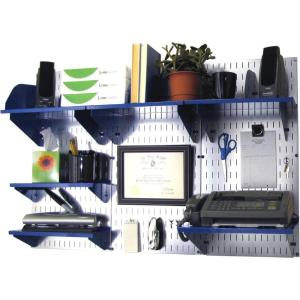 imageWall Control Office Organizer Unit Wall Mounted Office Desk Storage and Organization Kit Slotted White Wallboards and Blue AccessoriesGalvBlue