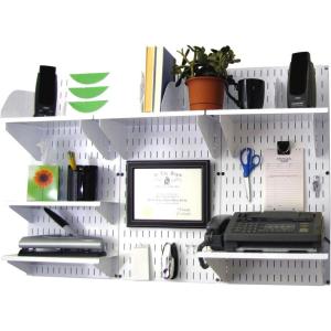 imageWall Control Office Organizer Unit Wall Mounted Office Desk Storage and Organization Kit Slotted White Wallboards and Blue AccessoriesWhiteWhite