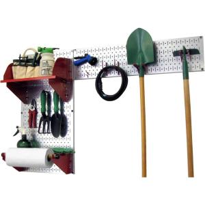 imageWall Control Pegboard Garden Supplies Storage and Organization Garden Tool Organizer Kit with Black Pegboard and White AccessoriesGalvRed