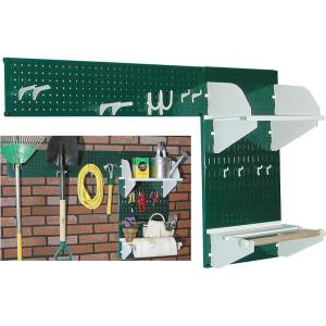 imageWall Control Pegboard Garden Supplies Storage and Organization Garden Tool Organizer Kit with Black Pegboard and White AccessoriesGreenWhite