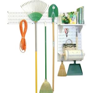 imageWall Control Pegboard Garden Supplies Storage and Organization Garden Tool Organizer Kit with Black Pegboard and White AccessoriesWhiteWhite