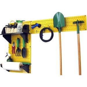 imageWall Control Pegboard Garden Supplies Storage and Organization Garden Tool Organizer Kit with Black Pegboard and White AccessoriesYellowBlack