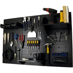 imageWall Control Pegboard Organizer 4 ft Metal Pegboard Standard Tool Storage Kit with Black Toolboard and Black AccessoriesBlack