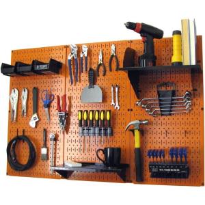 imageWall Control Pegboard Organizer 4 ft Metal Pegboard Standard Tool Storage Kit with Black Toolboard and Black AccessoriesOrange