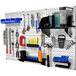 imageWall Control Pegboard Organizer 4 ft Metal Pegboard Standard Tool Storage Kit with Black Toolboard and Black AccessoriesWhiteBlack