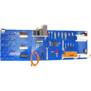 imageWall Control Pegboard Organizer 8 ft Pegboard Master Workbench Kit with Blue Toolboard and Black Pegboard HooksBlueWhite