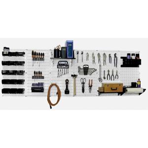 imageWall Control Pegboard Organizer 8 ft Pegboard Master Workbench Kit with Blue Toolboard and Black Pegboard HooksWhiteBlack
