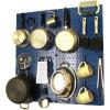 imageWall Control Kitchen Pegboard Organizer Pots and Pans Storage Rack Organization Kit with White Pegboard and White AccessoriesBlue Pegboard Black Accessories