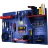 Blue Pegboard with Red Accessories